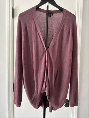 Trouvé Nordstrom Mauve Deep V-Neck Button Cardigan XS Angora Blend